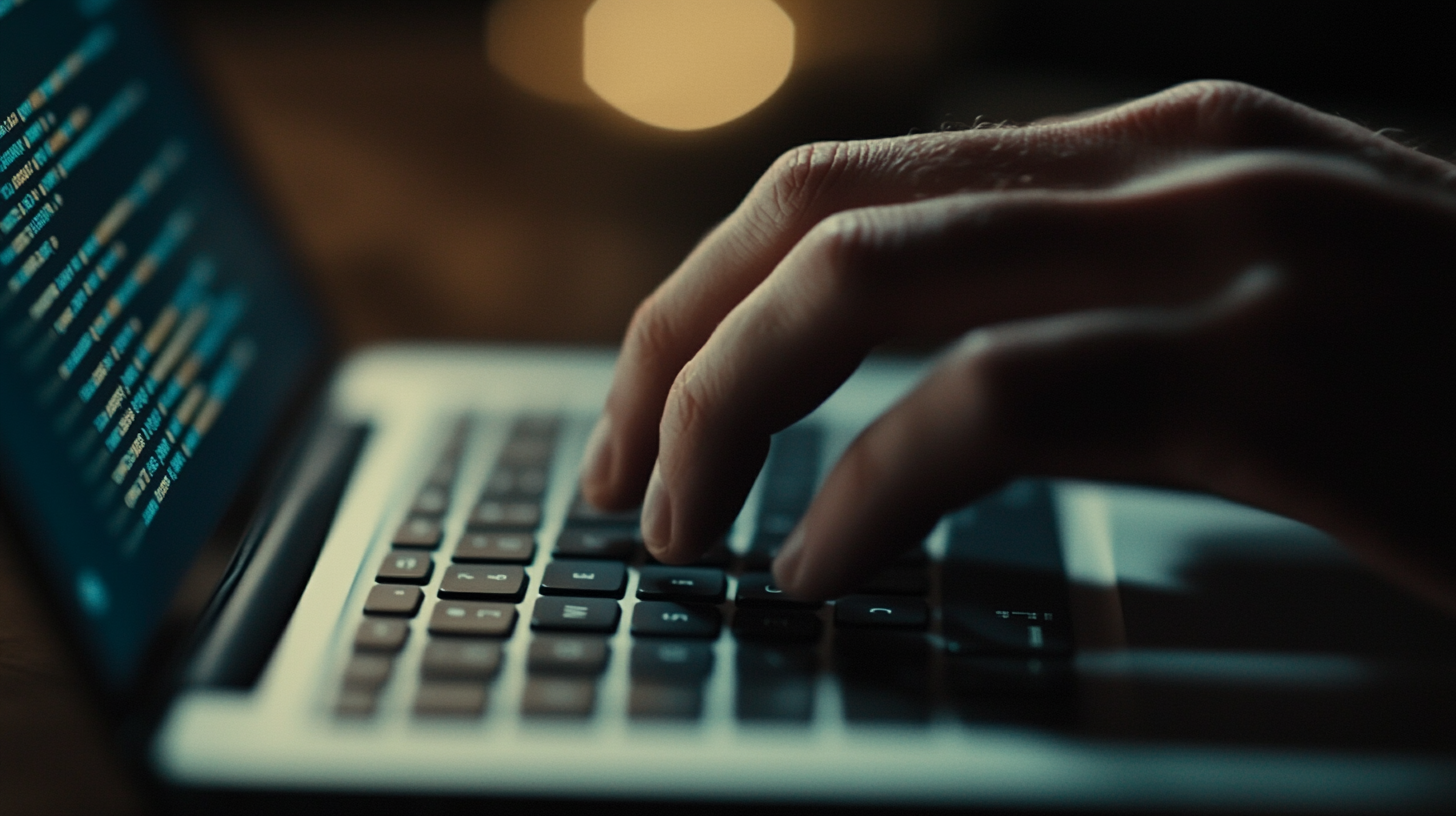 Closeup of typing on a laptop